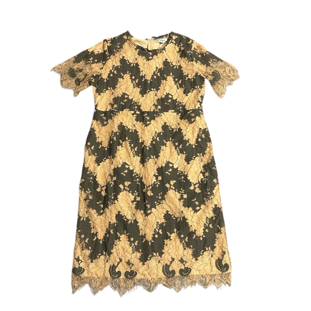 Polagram Gray and Tan Lace Dress